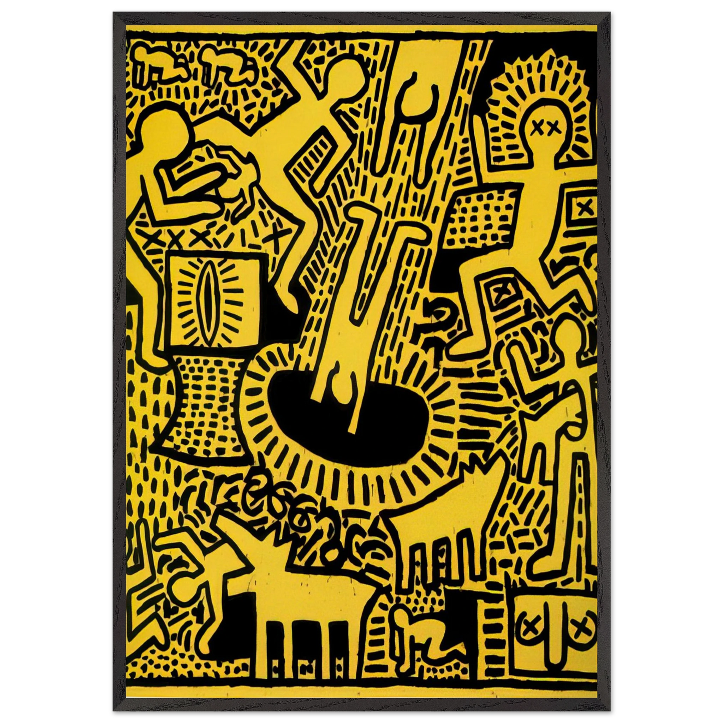 UNTITLED 1981 N1 - Keith Haring 70x100 cm / 28x40 inches Framed Art Print – Black Wooden Frame
