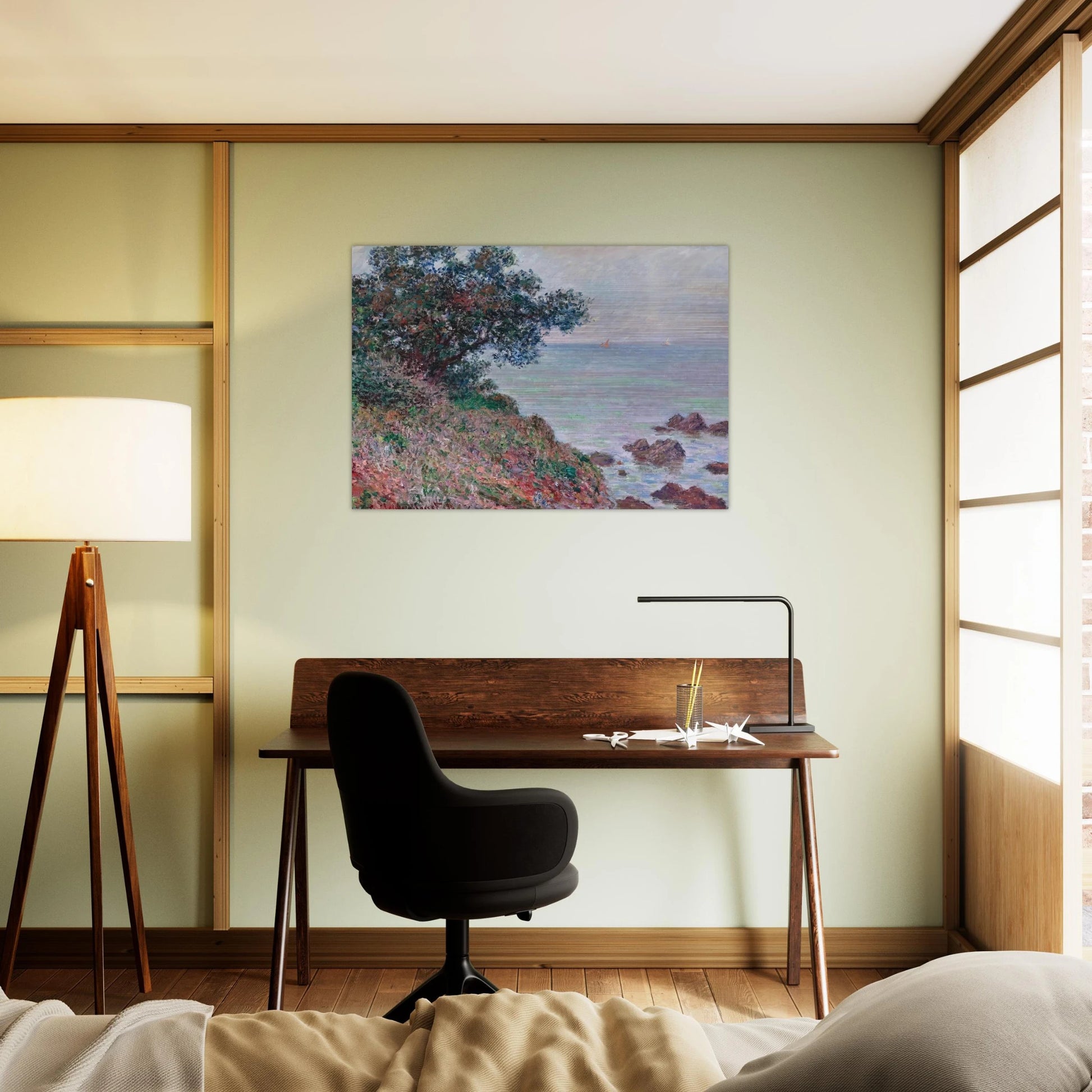Mediteranian Coast, Grey Day - claude monet Brushed Aluminum Print - 70x100 cm / 28x40 inches | claude monet Aluminum Print | claude monet Prints