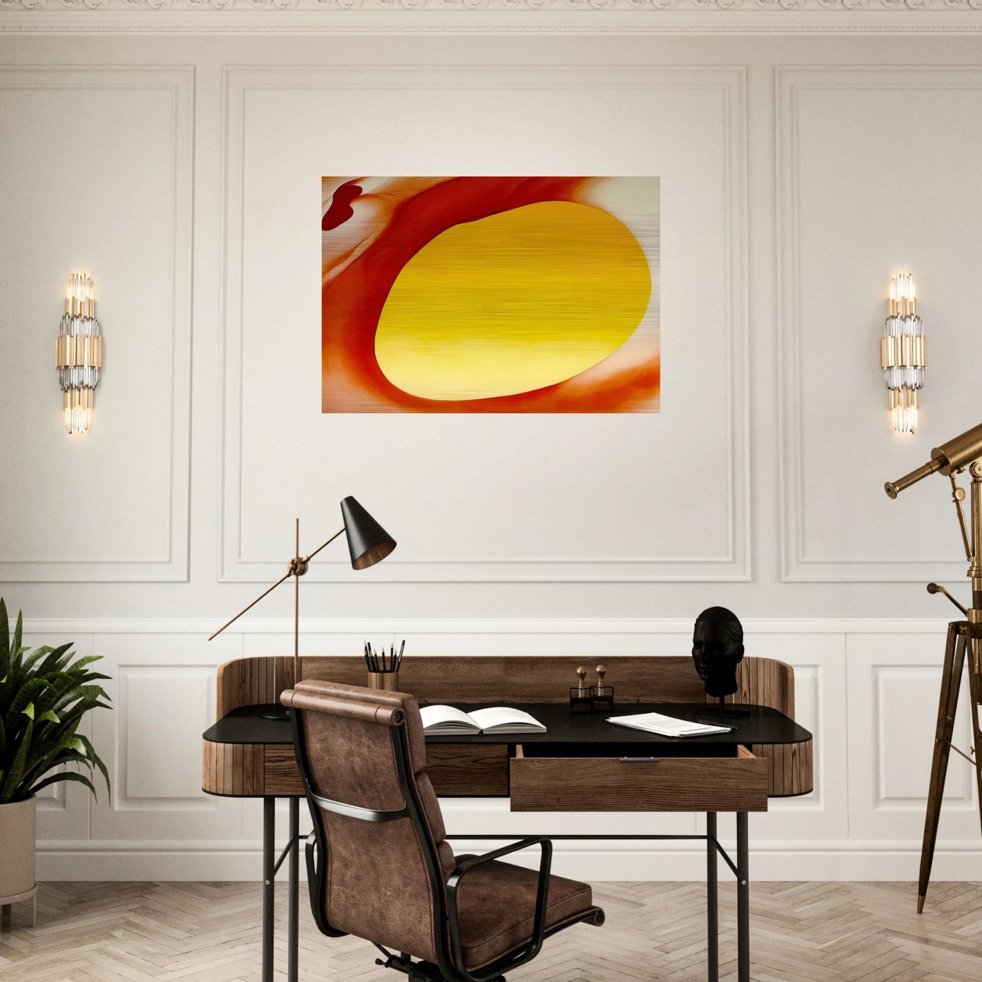 Pelvis Series - Red with Yellow - Georgia O'Keeffe Brushed Aluminum Print - 70x100 cm / 28x40 inches | Georgia O'Keeffe Aluminum Print | Georgia O'Keeffe Prints