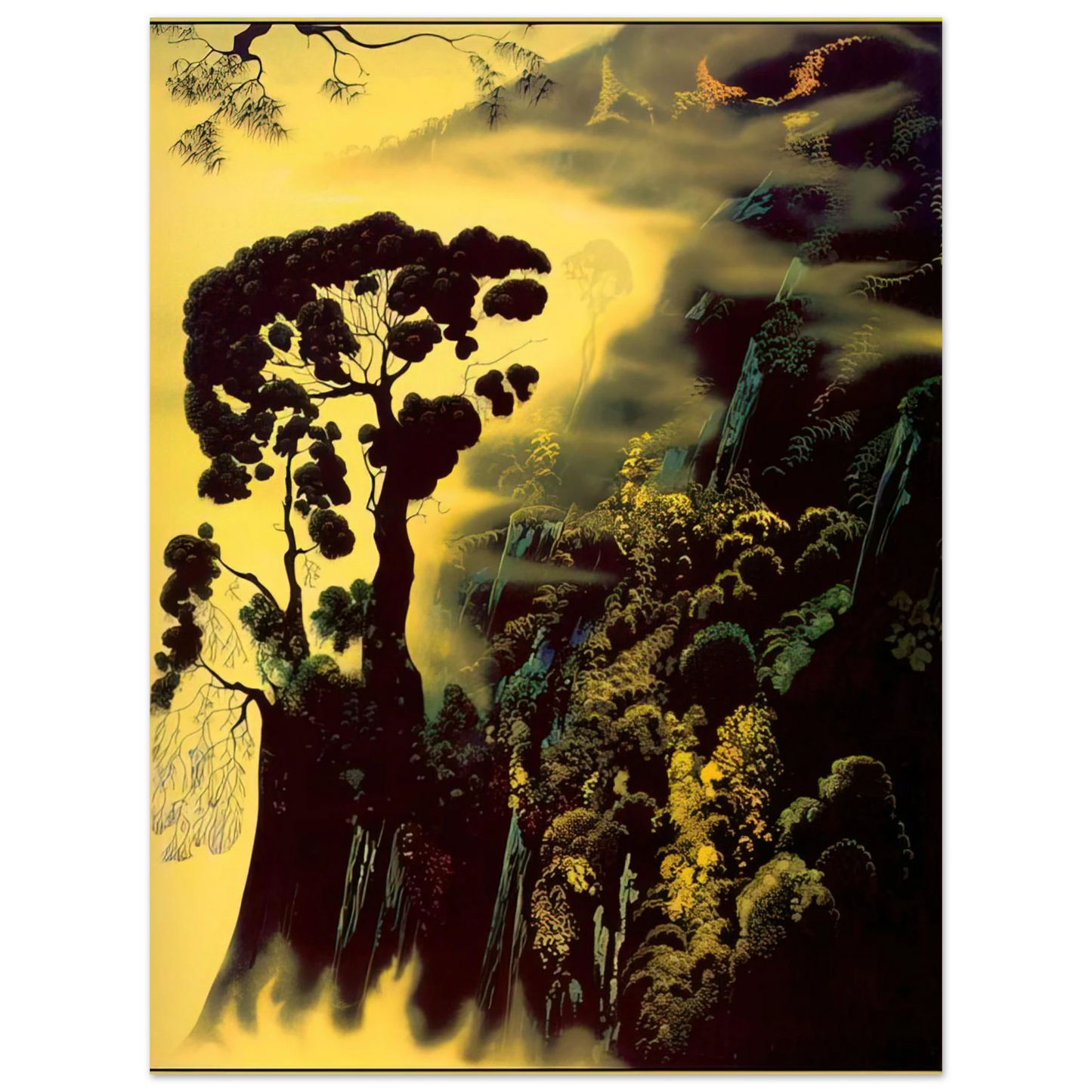 Eyvind Earle - Sunset Silhouette  75x100 cm / 30x40inches Fine Art Poster