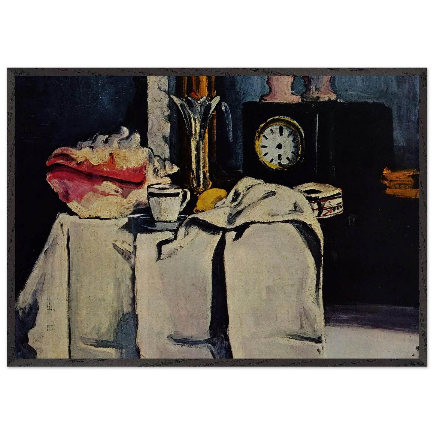 The Black Marble Clock - Paul Cezanne 70x100 cm / 28x40 inches Framed Art Print – Black Wooden Frame