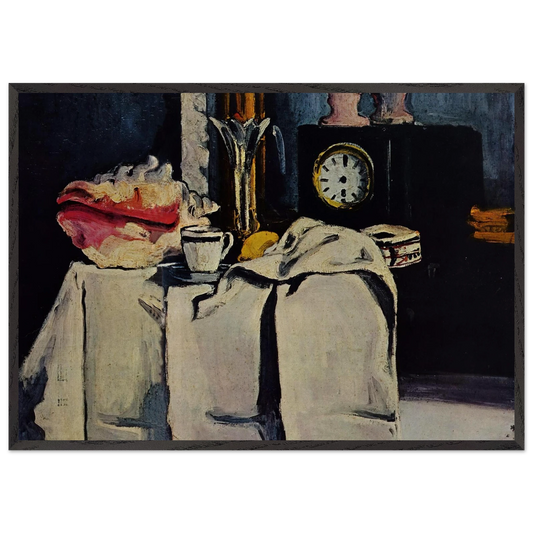 The Black Marble Clock - Paul Cezanne 70x100 cm / 28x40 inches Framed Art Print – Black Wooden Frame