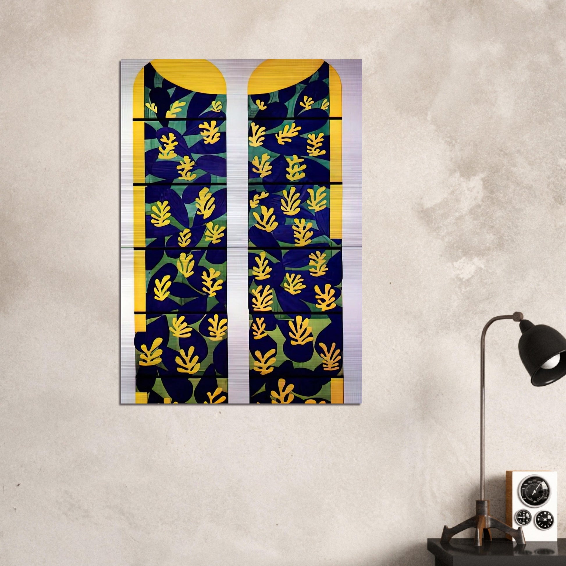 TREE OF LIFE STAINED GLASS BEHIND THE ALTAR IN THE CHAPEL OF THE ROSARY AT VENCE 1951 - Henri Matisse Brushed Aluminum Print - 70x100 cm / 28x40 inches | Henri Matisse Aluminum Print | Henri Matisse Prints