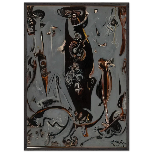 TOTEM LESSON 2 1945 - Jackson Pollock 70x100 cm / 28x40 inches Framed Art Print – Black Wooden Frame