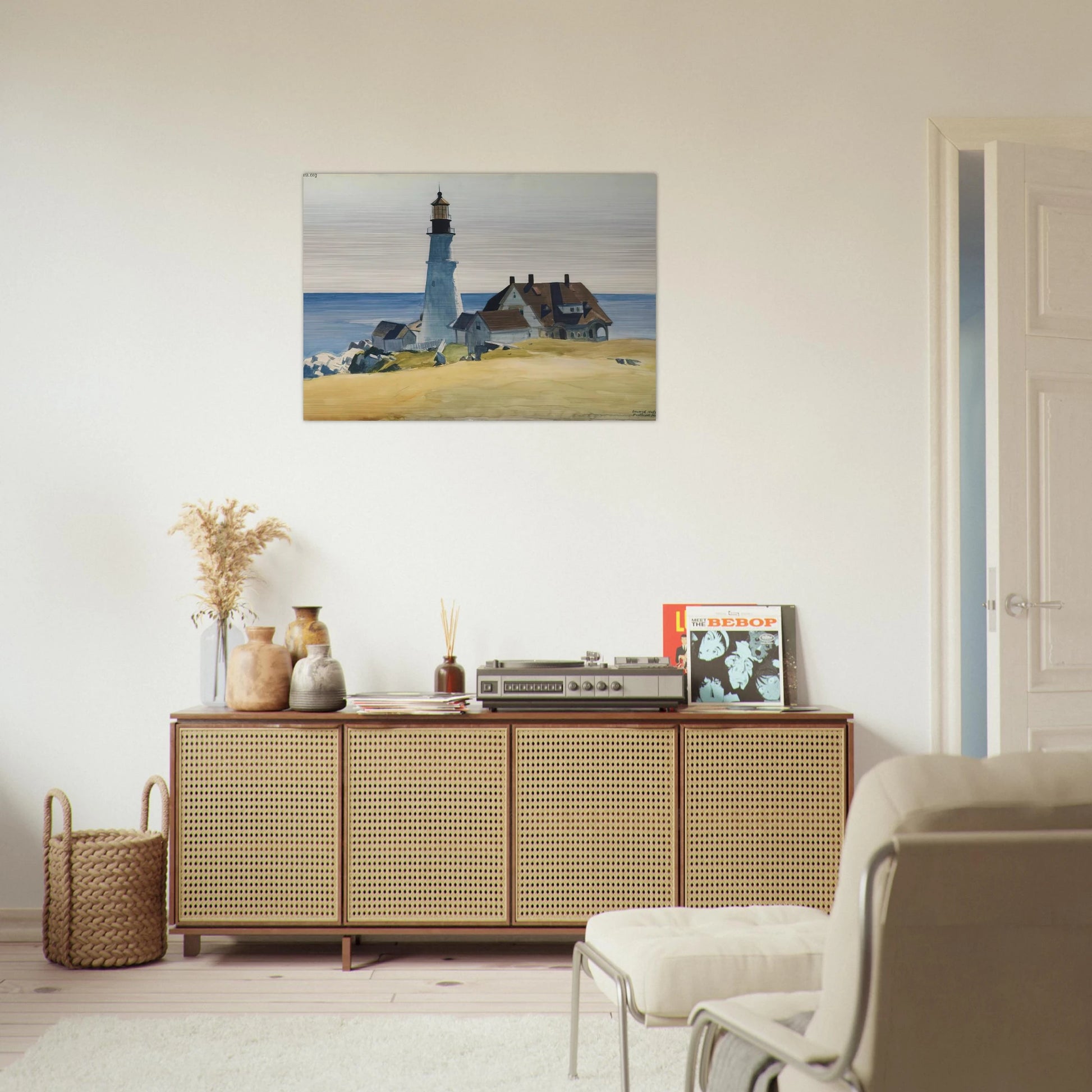 Lighthouse and Buildings, Portland Head, Cape Elizabeth, Maine - Edward Hopper Brushed Aluminum Print - 70x100 cm / 28x40 inches | Edward Hopper Aluminum Print | Edward Hopper Prints