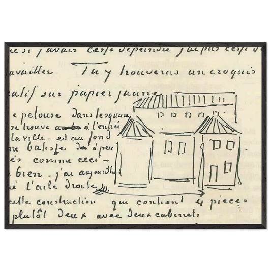 Vincents House - Vincent van Gogh 70x100 cm / 28x40 inches Framed Art Print – Black Wooden Frame