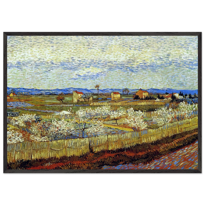 Peach Trees in Blossom - Vincent van Gogh 70x100 cm / 28x40 inches Framed Art Print – Black Wooden Frame