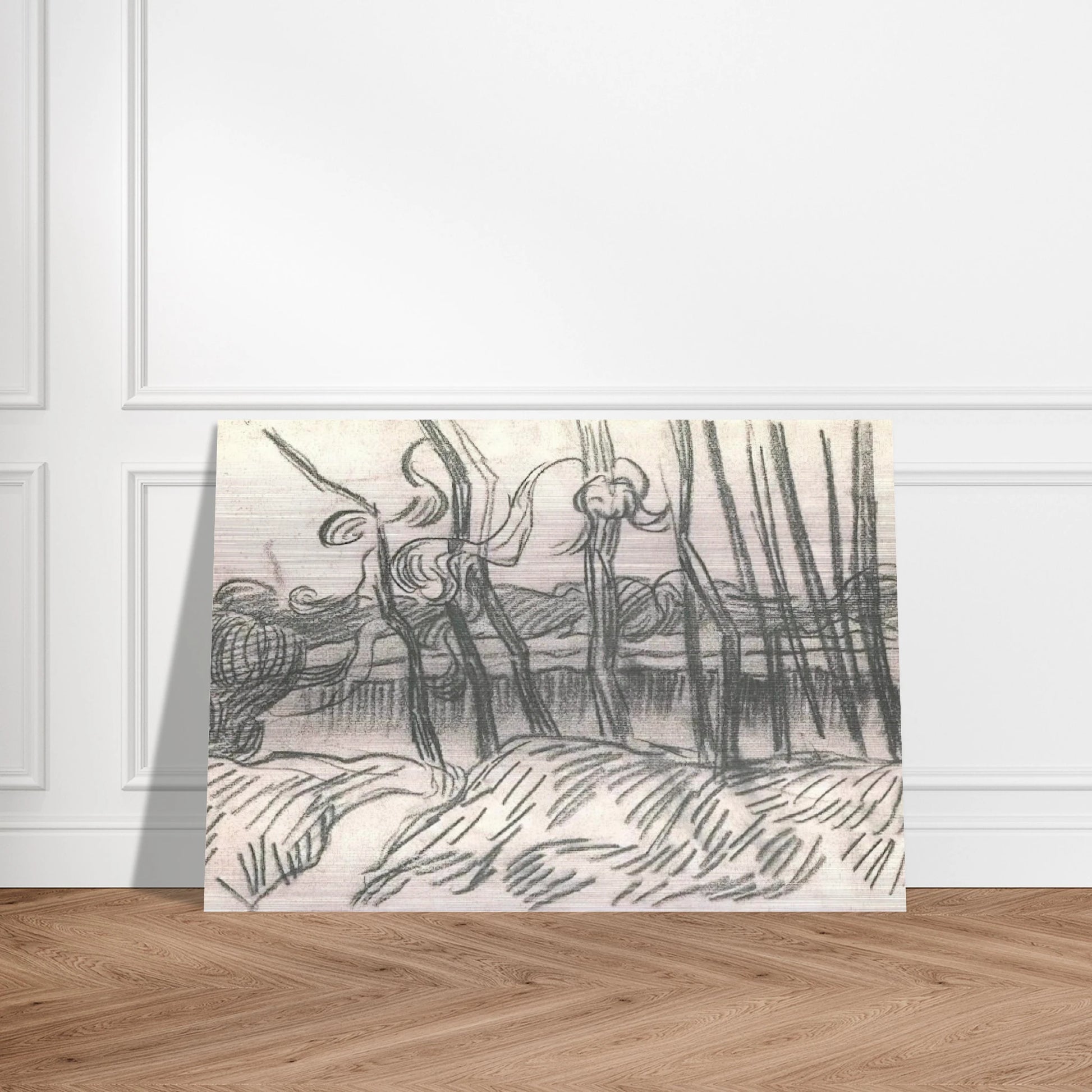 A Row of Bare Trees - Vincent van Gogh Brushed Aluminum Print - 70x100 cm / 28x40 inches | Vincent van Gogh Aluminum Print | Vincent van Gogh Prints