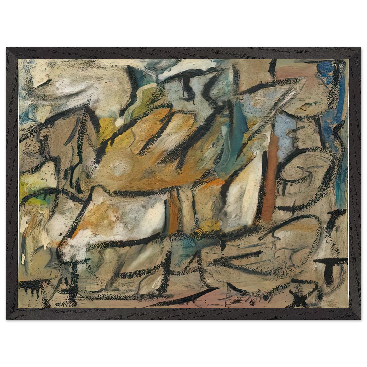 Helen Frankenthaler - August Weather, 1951- Wall Art - 30x40 cm / 12x16 inches - Premium Wooden Framed Poster With Fine Art Paper-canvas - Wood frame