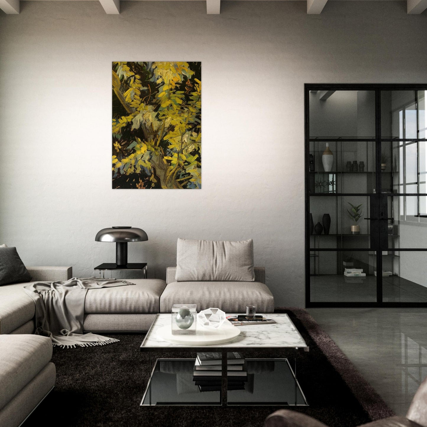 Blossoming Acacia Branches - Vincent van Gogh Brushed Aluminum Print - 70x100 cm / 28x40 inches | Vincent van Gogh Aluminum Print | Vincent van Gogh Prints