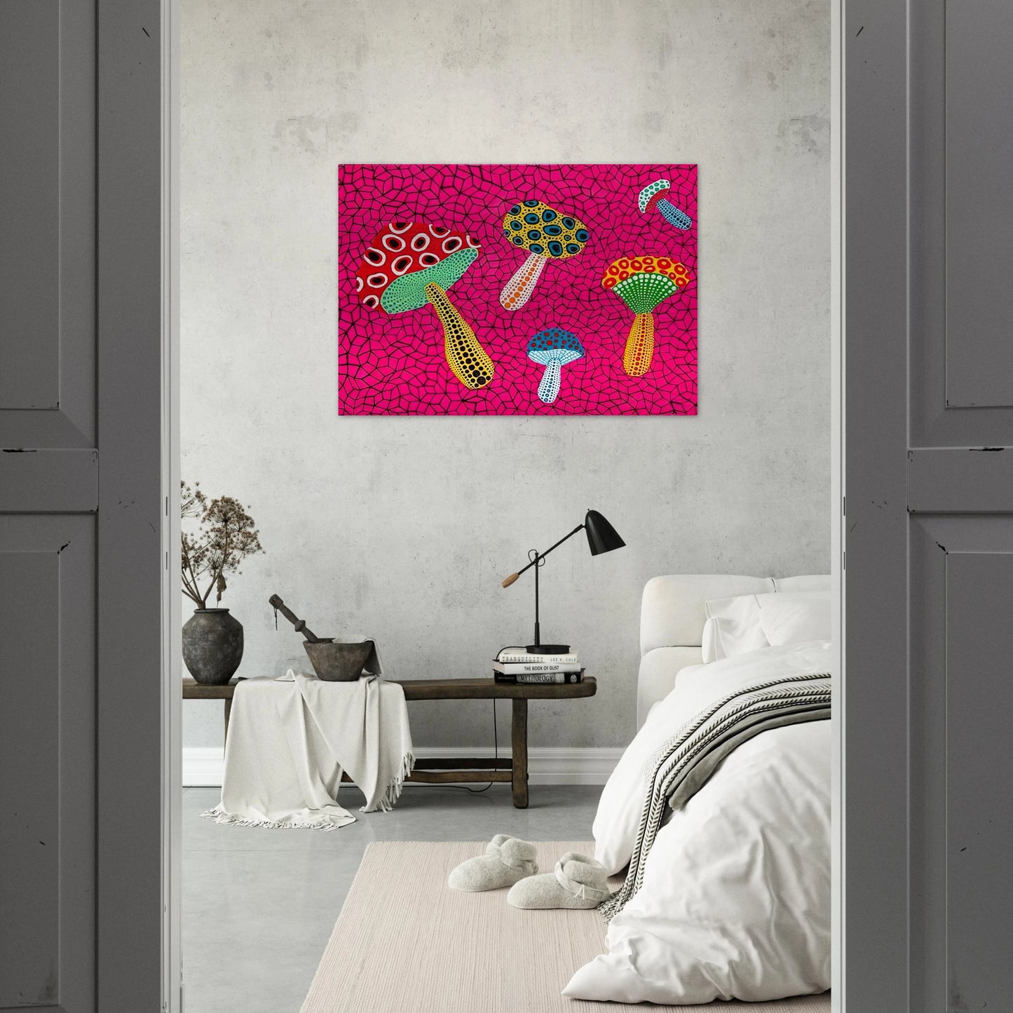 MUSHROOMS 1995 - Yayoi Kusama Brushed Aluminum Print - 70x100 cm / 28x40 inches | Yayoi Kusama Aluminum Print | Yayoi Kusama Prints