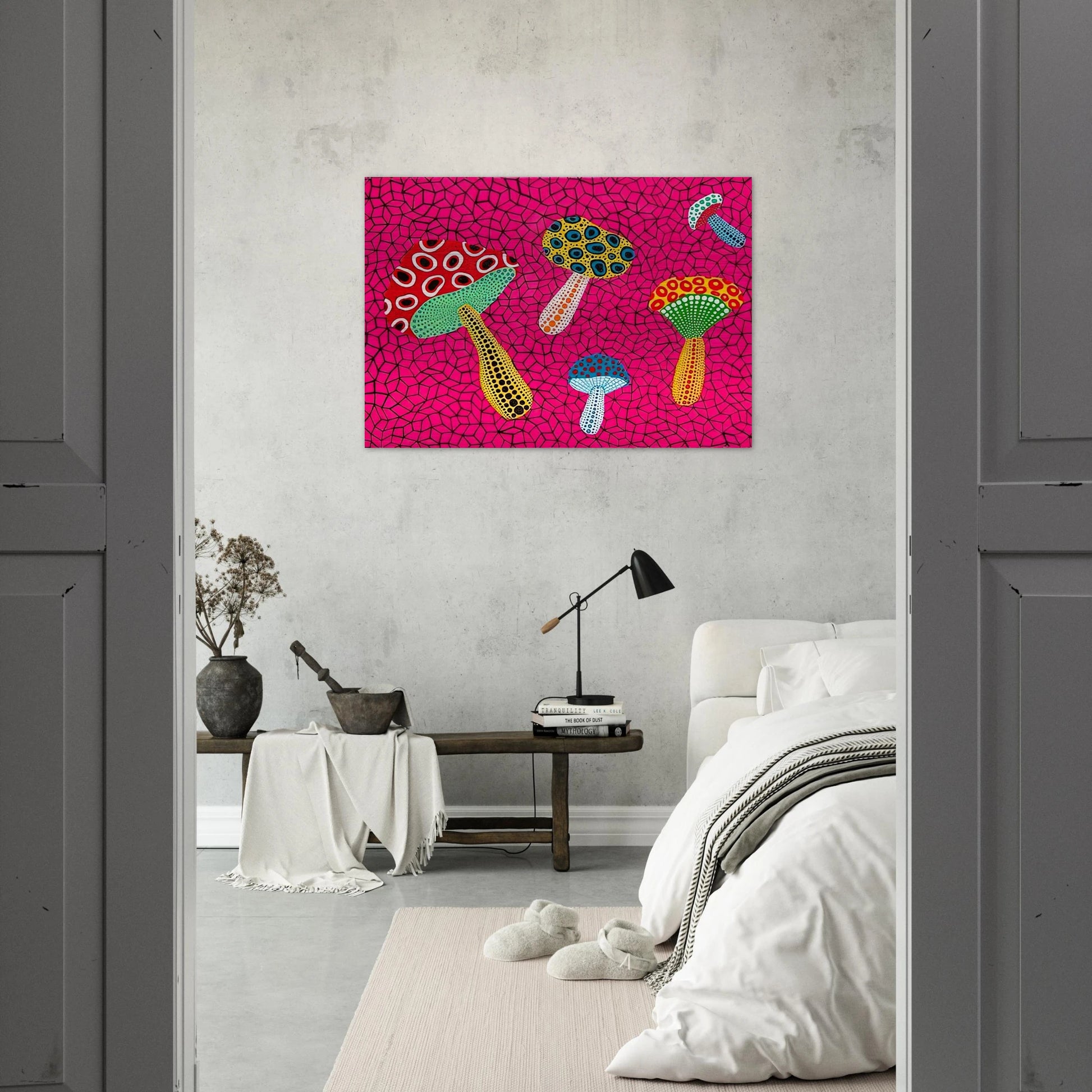 MUSHROOMS 1995 - Yayoi Kusama Brushed Aluminum Print - 70x100 cm / 28x40 inches | Yayoi Kusama Aluminum Print | Yayoi Kusama Prints