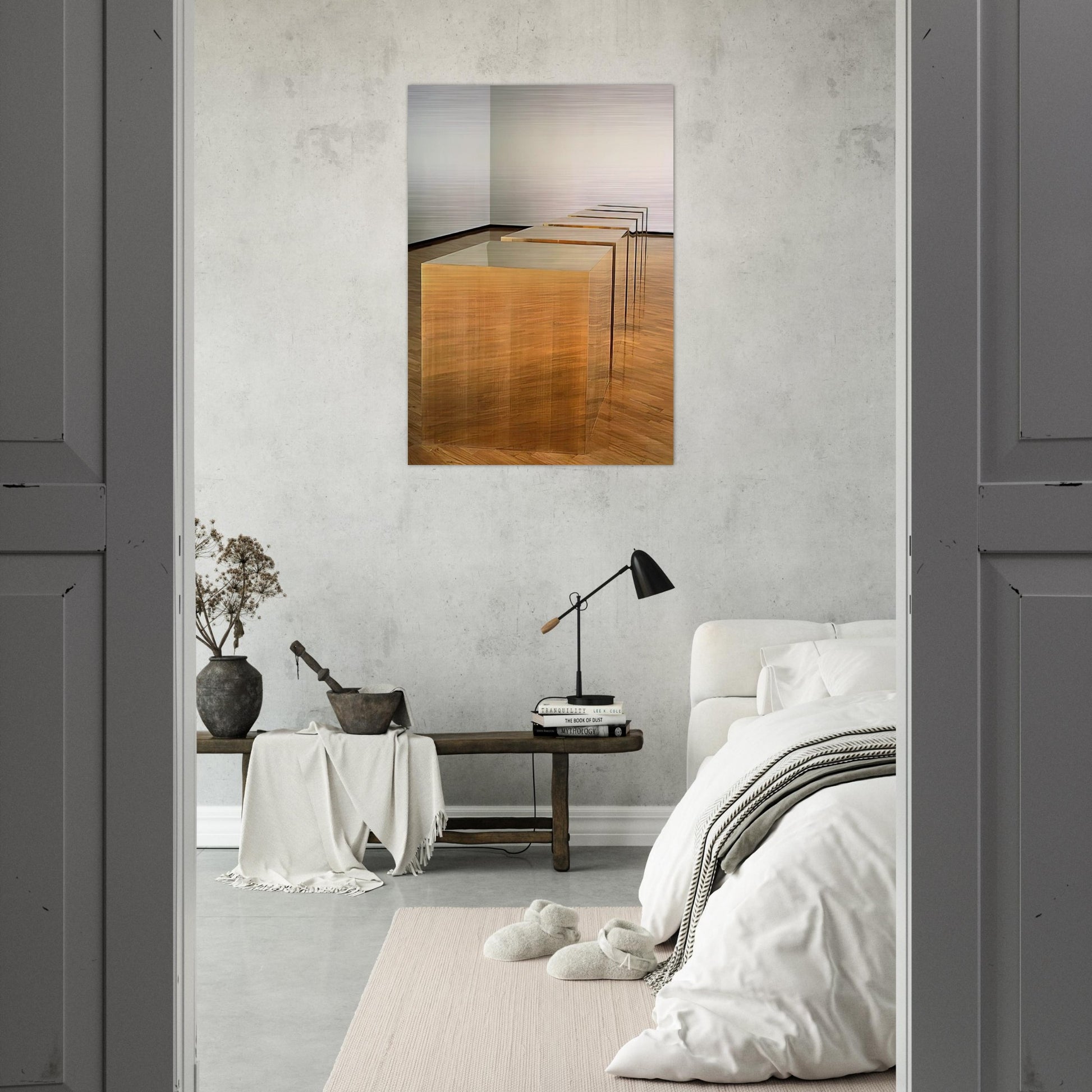 Untitled Six Boxes - 1974 - Donald Judd Brushed Aluminum Print - 70x100 cm / 28x40 inches | Donald Judd Aluminum Print | Donald Judd Prints