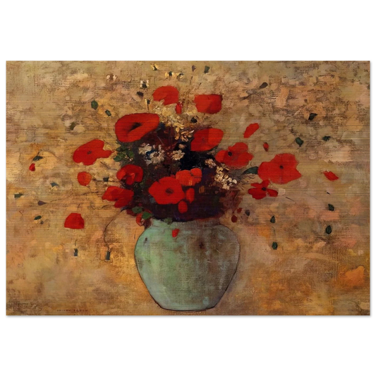 VASE OF POPPIES - Odilon Redon Brushed Aluminum Print - 70x100 cm / 28x40 inches | Odilon Redon Aluminum Print | Odilon Redon Prints