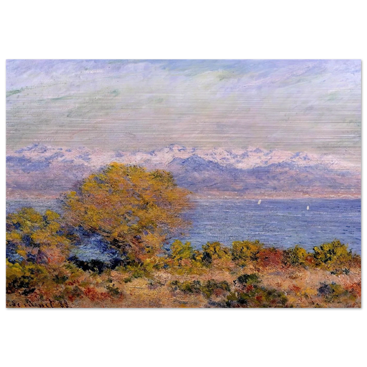 The Alps Seen from Cap d'Antibes - claude monet Brushed Aluminum Print - 70x100 cm / 28x40 inches | claude monet Aluminum Print | claude monet Prints