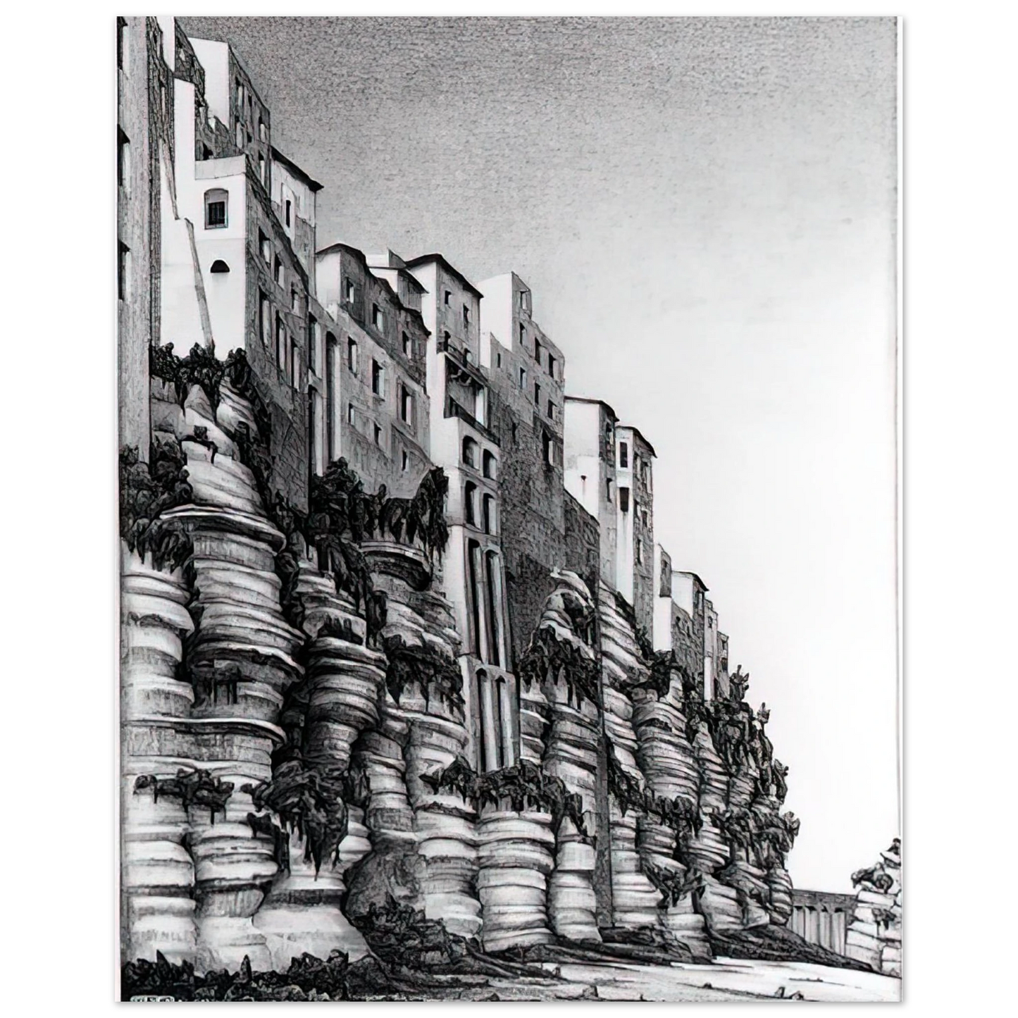 MC Escher - TROPEA CALABRIA Wall art - 15x20 cm / 6x8 inches - Fine Art Poster-canvas - -