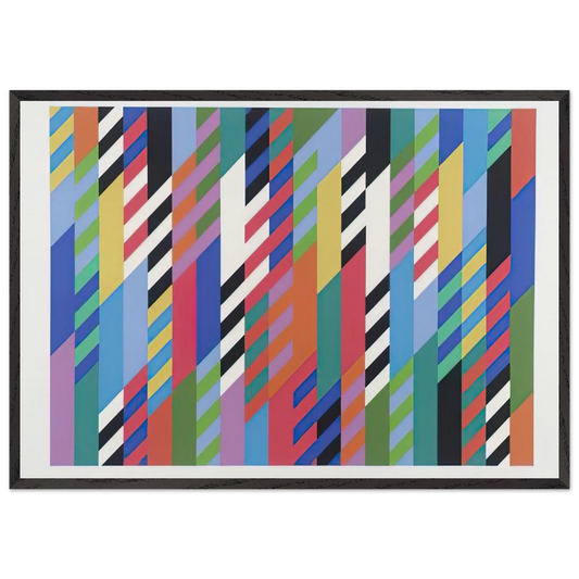 FETE 1989 - Bridget Riley 70x100 cm / 28x40 inches Framed Art Print – Black Wooden Frame