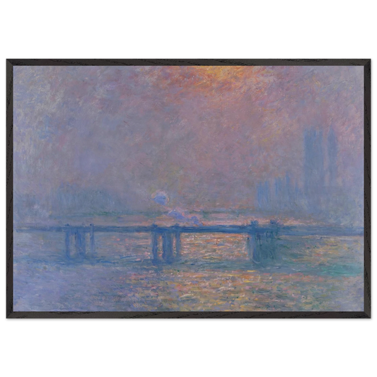 Charing Cross Bridge The Thames - claude monet 70x100 cm / 28x40 inches Framed Art Print – Black Wooden Frame