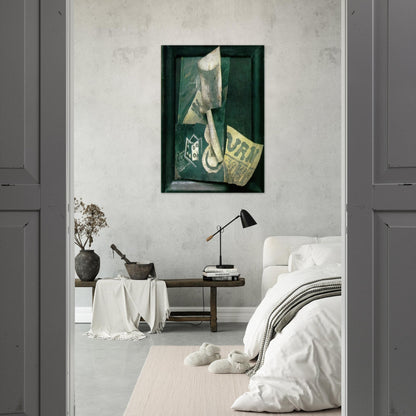 Glass and newspaper - Pablo Picasso Brushed Aluminum Print - 70x100 cm / 28x40 inches | Pablo Picasso Aluminum Print | Pablo Picasso Prints