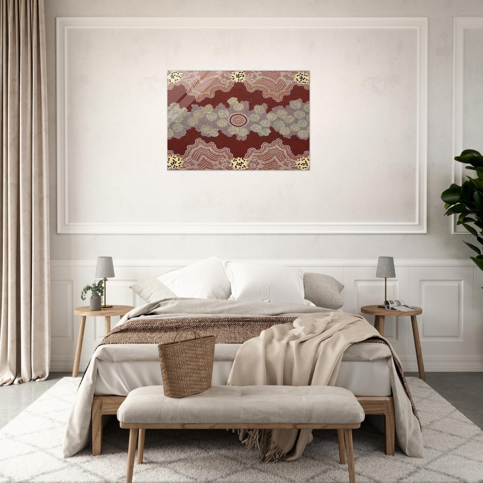 Malaka Honey Ant Dreaming - 1992 - Clifford Possum Tjapaltjarri Acrylic Print - 70x100 cm / 28x40″ inches