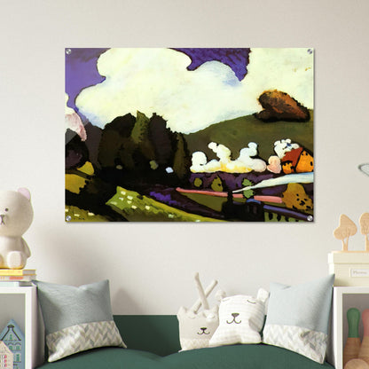 LANDSCAPE WITH A STEAM LOCOMOTIVE 1909 - Wassily Kandinsky Acrylic Print - 70x100 cm / 28x40″ inches