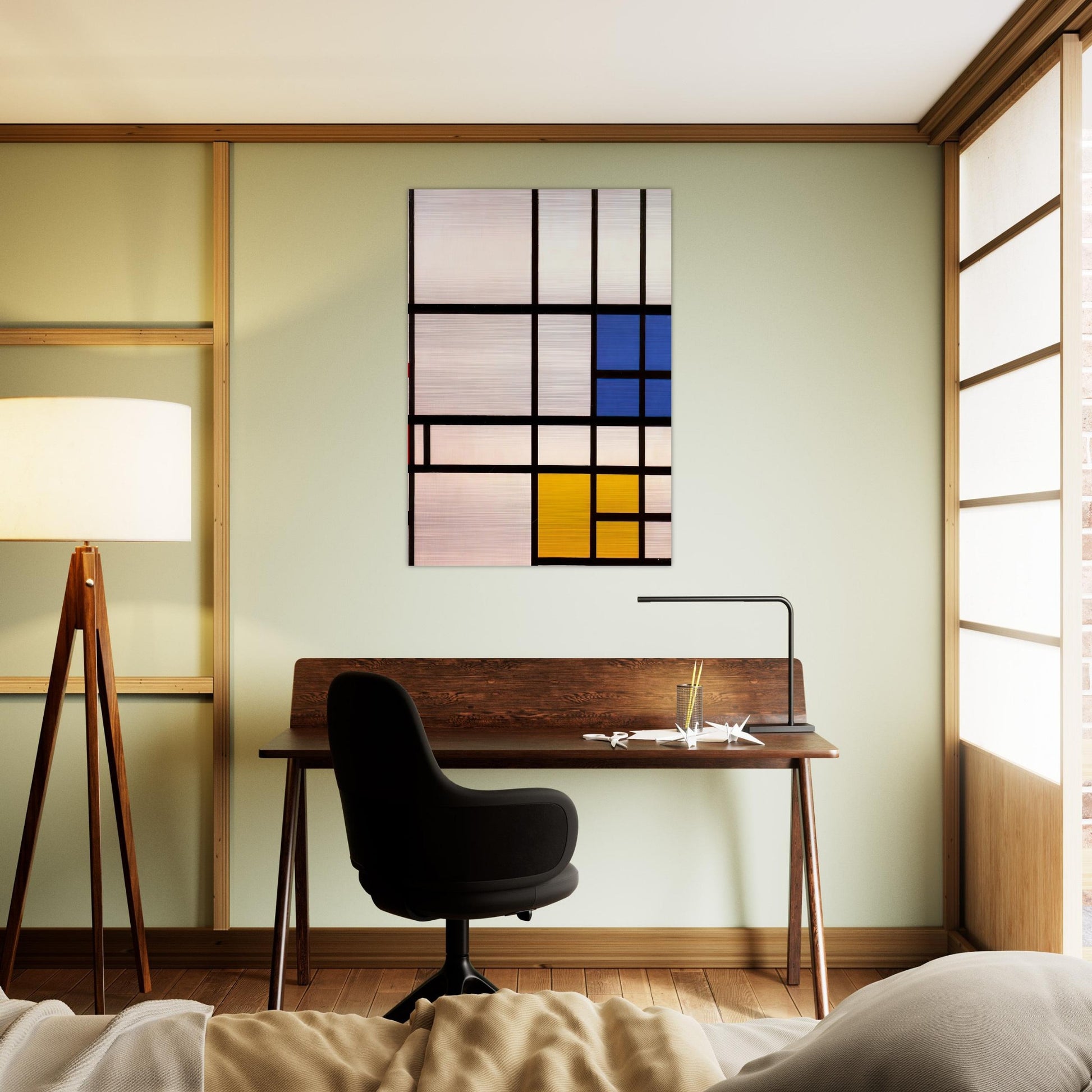 Composition N. 11 London with Blue, Red and Yellow - Piet Mondrian Brushed Aluminum Print - 70x100 cm / 28x40 inches | Piet Mondrian Aluminum Print | Piet Mondrian Prints