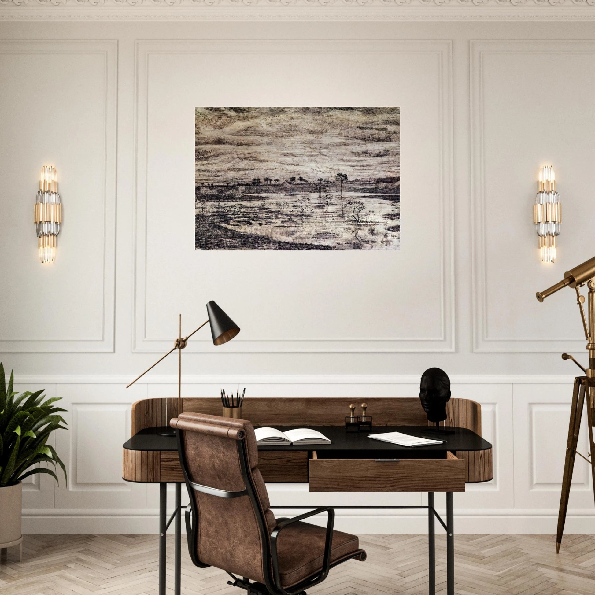 A Marsh - Vincent van Gogh Brushed Aluminum Print - 70x100 cm / 28x40 inches | Vincent van Gogh Aluminum Print | Vincent van Gogh Prints