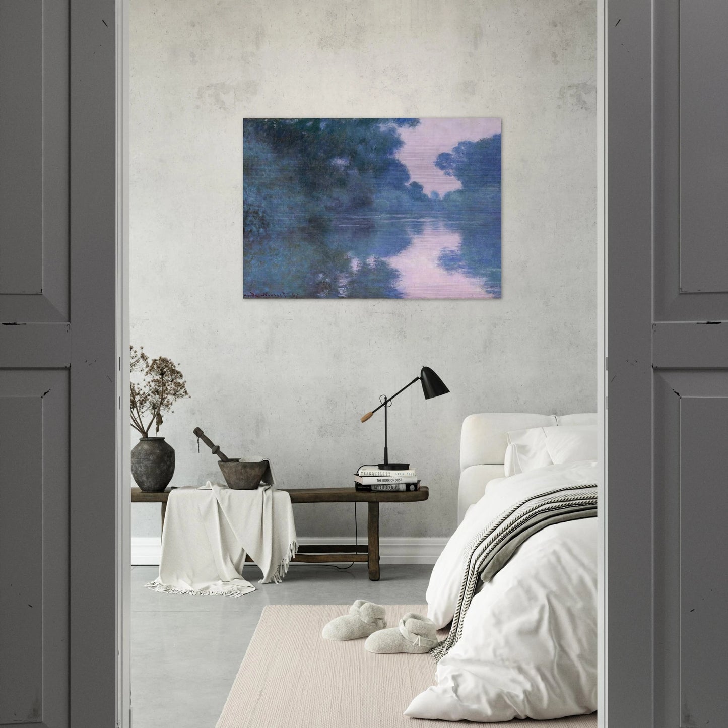Morning on the Seine near Giverny 02 - claude monet Brushed Aluminum Print - 70x100 cm / 28x40 inches | claude monet Aluminum Print | claude monet Prints