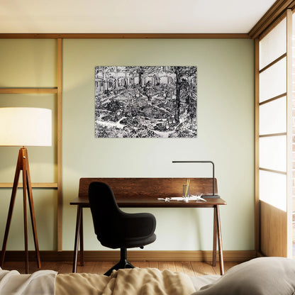 The Courtyard of the Hospital at Arles - Vincent van Gogh Brushed Aluminum Print - 70x100 cm / 28x40 inches | Vincent van Gogh Aluminum Print | Vincent van Gogh Prints
