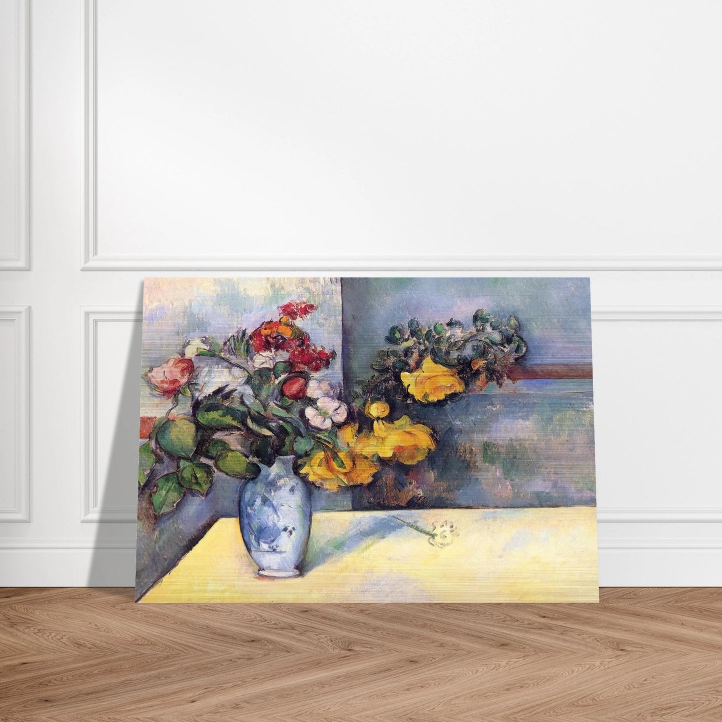 Still Life Flowers in a Vase - Paul Cézanne Brushed Aluminum Print - 70x100 cm / 28x40 inches | Paul Cézanne Aluminum Print | Paul Cézanne Prints