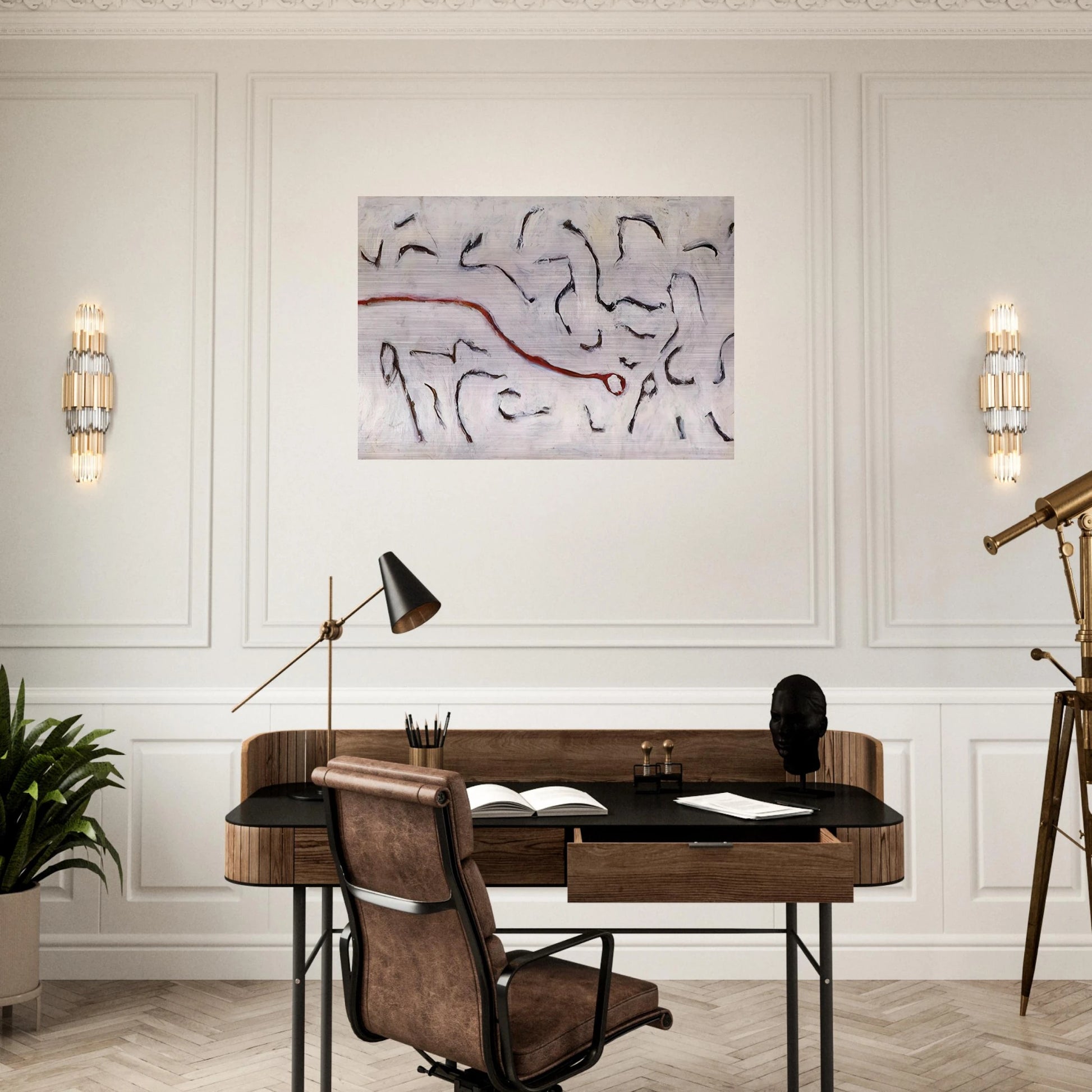 Red Line - 1952 - Gene Davis Brushed Aluminum Print - 70x100 cm / 28x40 inches | Gene Davis Aluminum Print | Gene Davis Prints