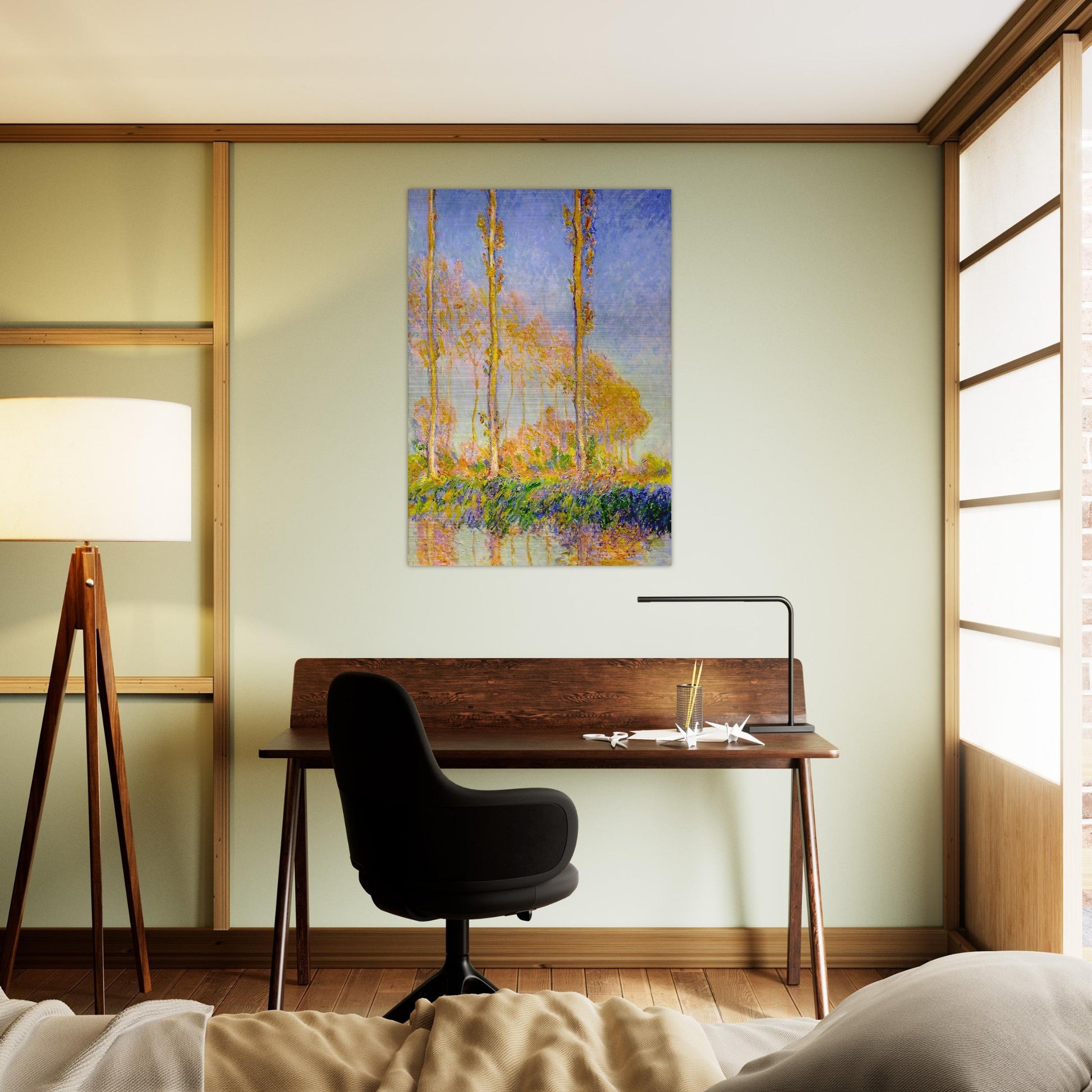 Poplars, Autumn, Pink Effect - claude monet Brushed Aluminum Print - 70x100 cm / 28x40 inches | claude monet Aluminum Print | claude monet Prints