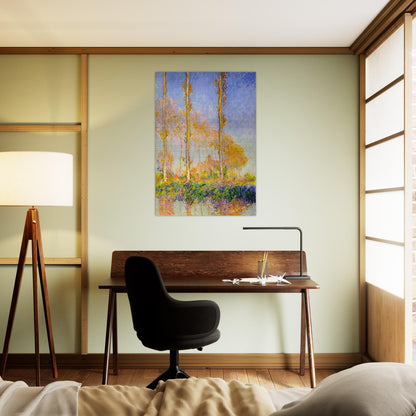 Poplars, Autumn, Pink Effect - claude monet Brushed Aluminum Print - 70x100 cm / 28x40 inches | claude monet Aluminum Print | claude monet Prints