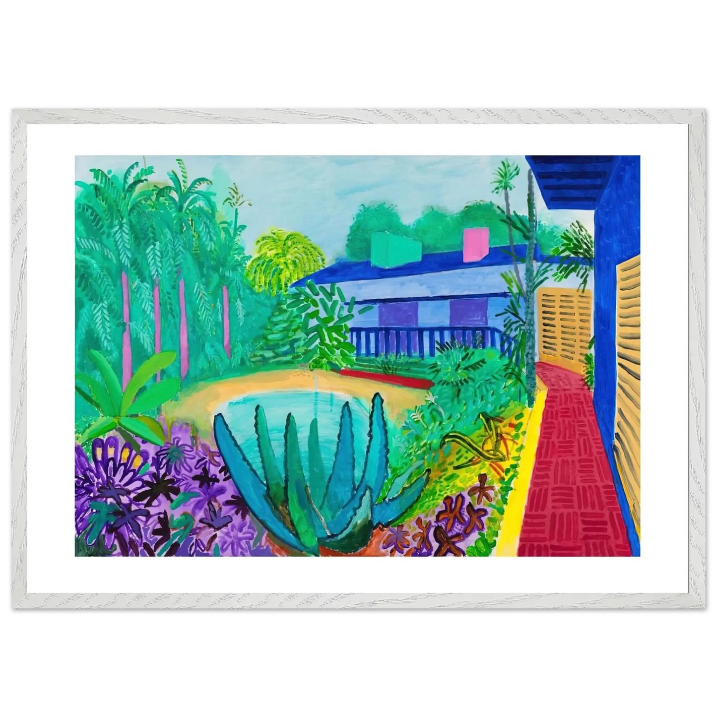 David Hockney - David Hockney Wall art - A3 (29.7 x 42  cm) - Premium Wooden Framed Poster With Fine Art Paper - White frame