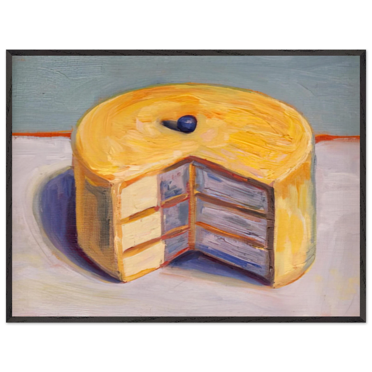 Wayne Thiebaud - Lemon Cake - 1964 Wall Art - 60x80 cm / 24x32 inches - Premium Wooden Framed Poster With Fine Art Paper-canvas - White frame