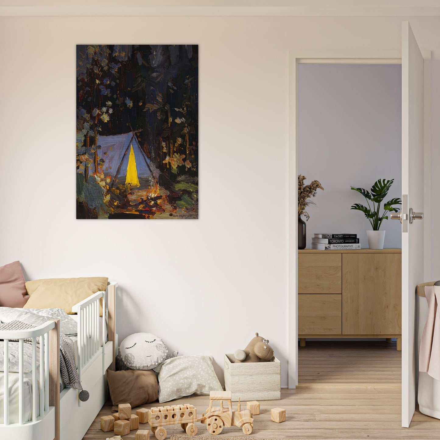 CAMPFIRE 1916 - Tom Thomson Brushed Aluminum Print - 70x100 cm / 28x40 inches | Tom Thomson Aluminum Print | Tom Thomson Prints