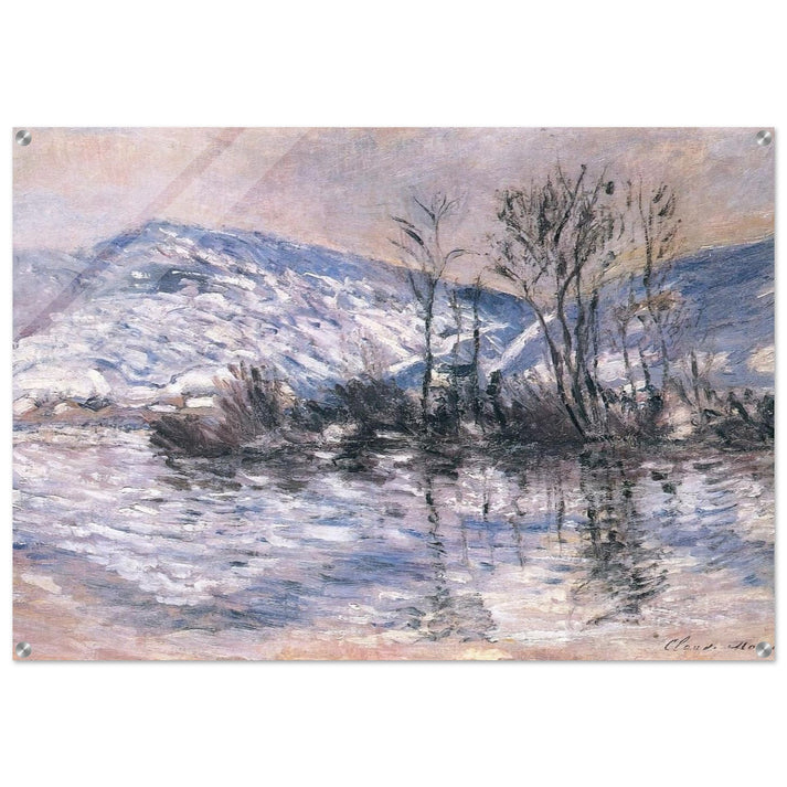 The Seine at Port Villez, Snow Effect 02 - claude monet Acrylic Print - 70x100 cm / 28x40″ inches