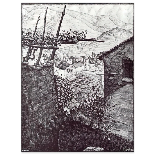 MC Escher - THE HAMLET OF TURELLO SOUTHERN ITALY Wall Art - 21x29.7 cm / 8x12" - Fine Art Poster-canvas - -