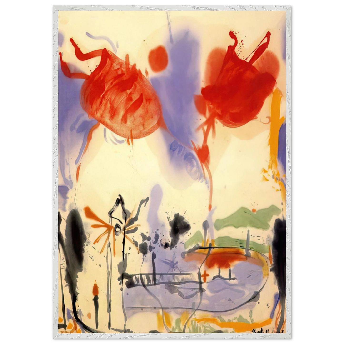 Helen Frankenthaler - Round Trip - 1957 Wall art - A2 (42 x 59.4  cm) - Premium Wooden Framed Poster With Fine Art Paper-canvas - White frame