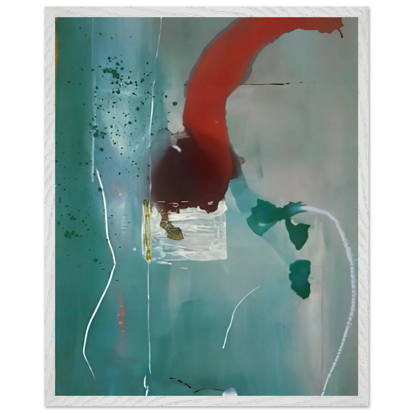 Helen Frankenthaler - Square One - 1985 Wall art - 20x25 cm / 8x10 Inches - Premium Wooden Framed Poster With Fine Art Paper - White frame