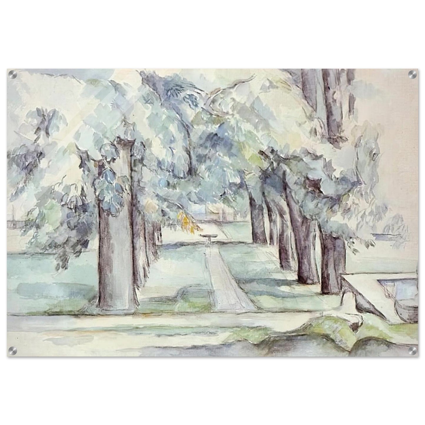 Pool and Lane of Chestnut Trees at Jas de Bouffan - Paul Cézanne Acrylic Print - 70x100 cm / 28x40″ inches