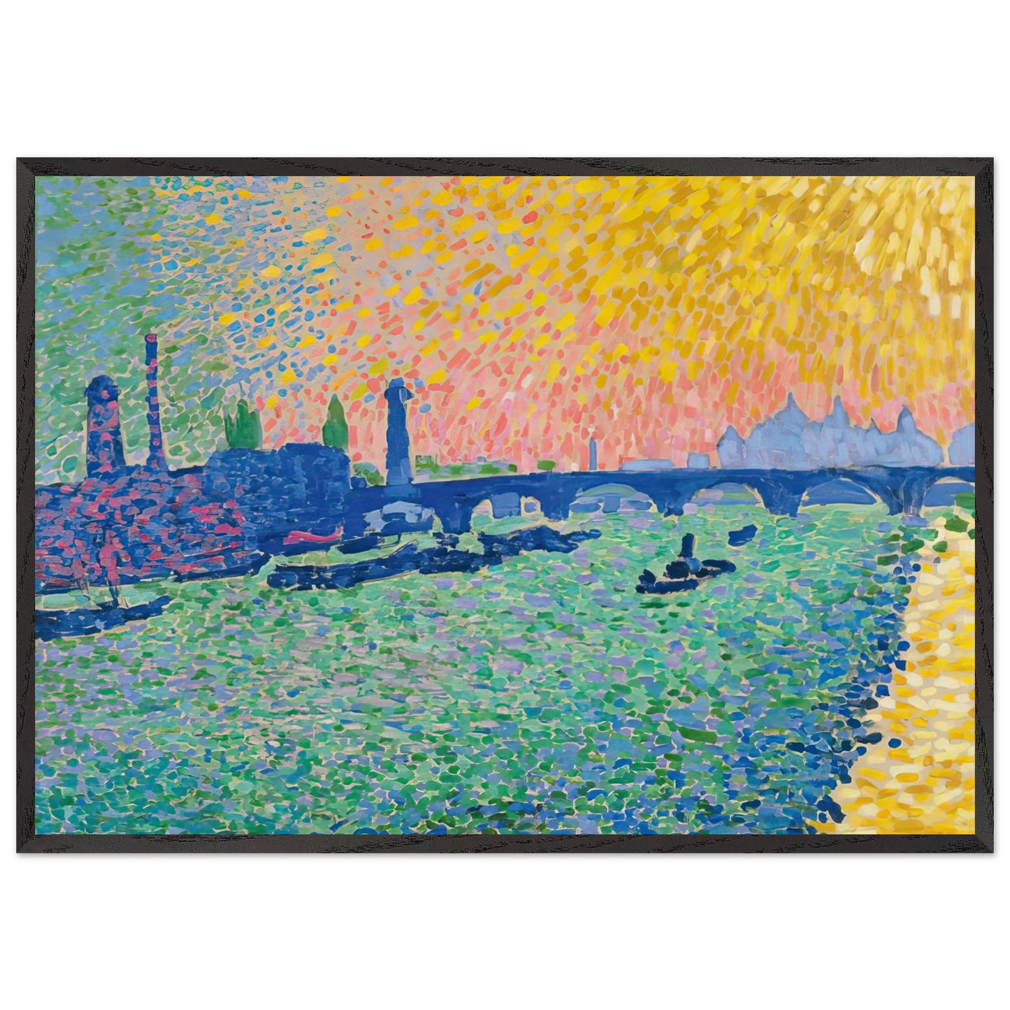 WATERLOO BRIDGE 1906 - Andre Derain 70x100 cm / 28x40 inches Framed Art Print – Black Wooden Frame