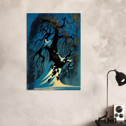 Winter Bonsai - Eyvind Earle Brushed Aluminum Print - 70x100 cm / 28x40 inches | Eyvind Earle Aluminum Print | Eyvind Earle Prints