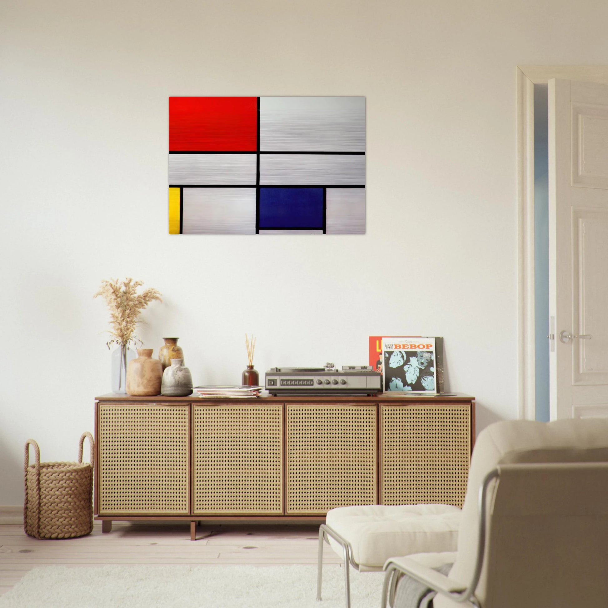 Composition C No.III with Red, Yellow and Blue - Piet Mondrian Brushed Aluminum Print - 70x100 cm / 28x40 inches | Piet Mondrian Aluminum Print | Piet Mondrian Prints