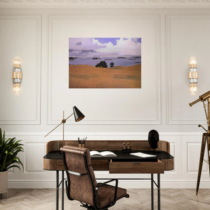PENOBSCOT BAY WITH YELLOW FIELD 1968 - Fairfield Porter Brushed Aluminum Print - 70x100 cm / 28x40 inches | Fairfield Porter Aluminum Print | Fairfield Porter Prints
