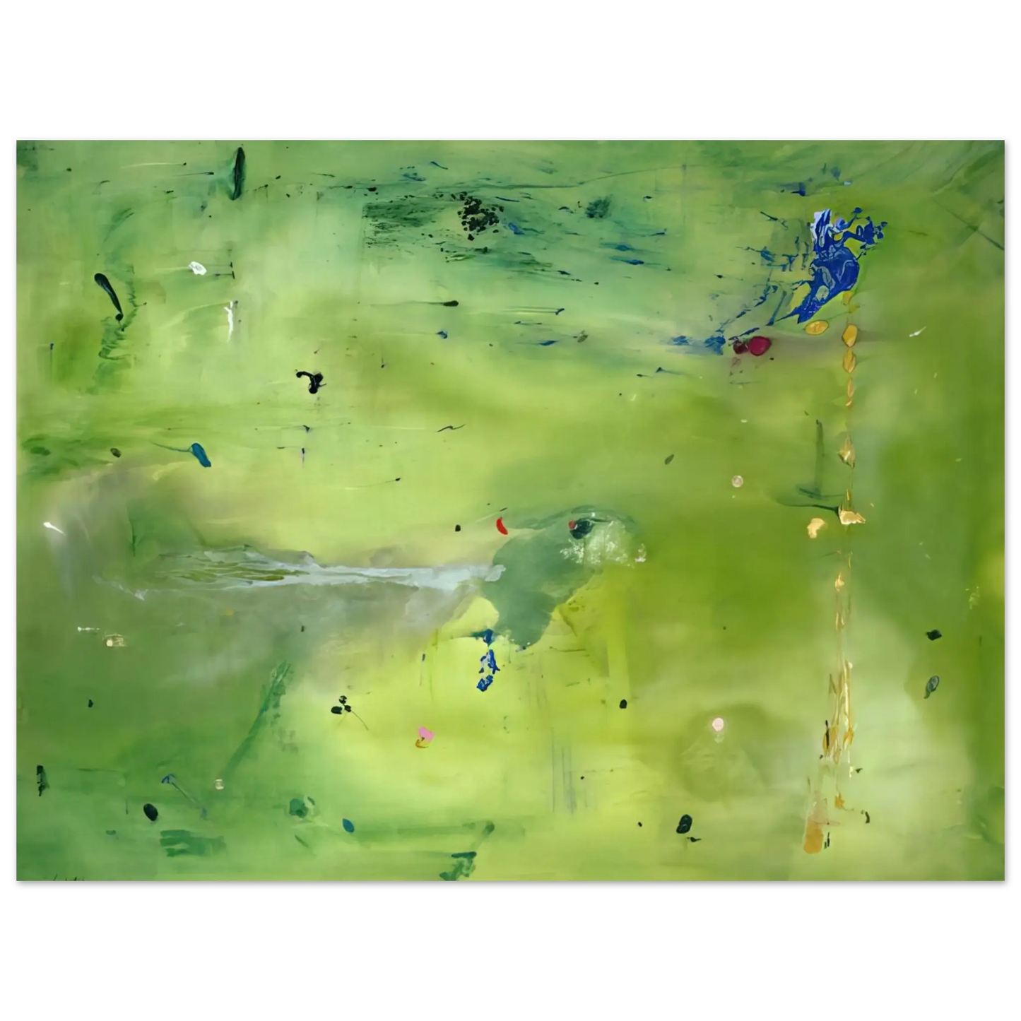 Helen Frankenthaler - A Green Thought in a Green Shade - 1981 Wall art - 15x20 cm / 6x8 Inches - Premium Wooden Framed Poster With Fine Art Paper - White frame