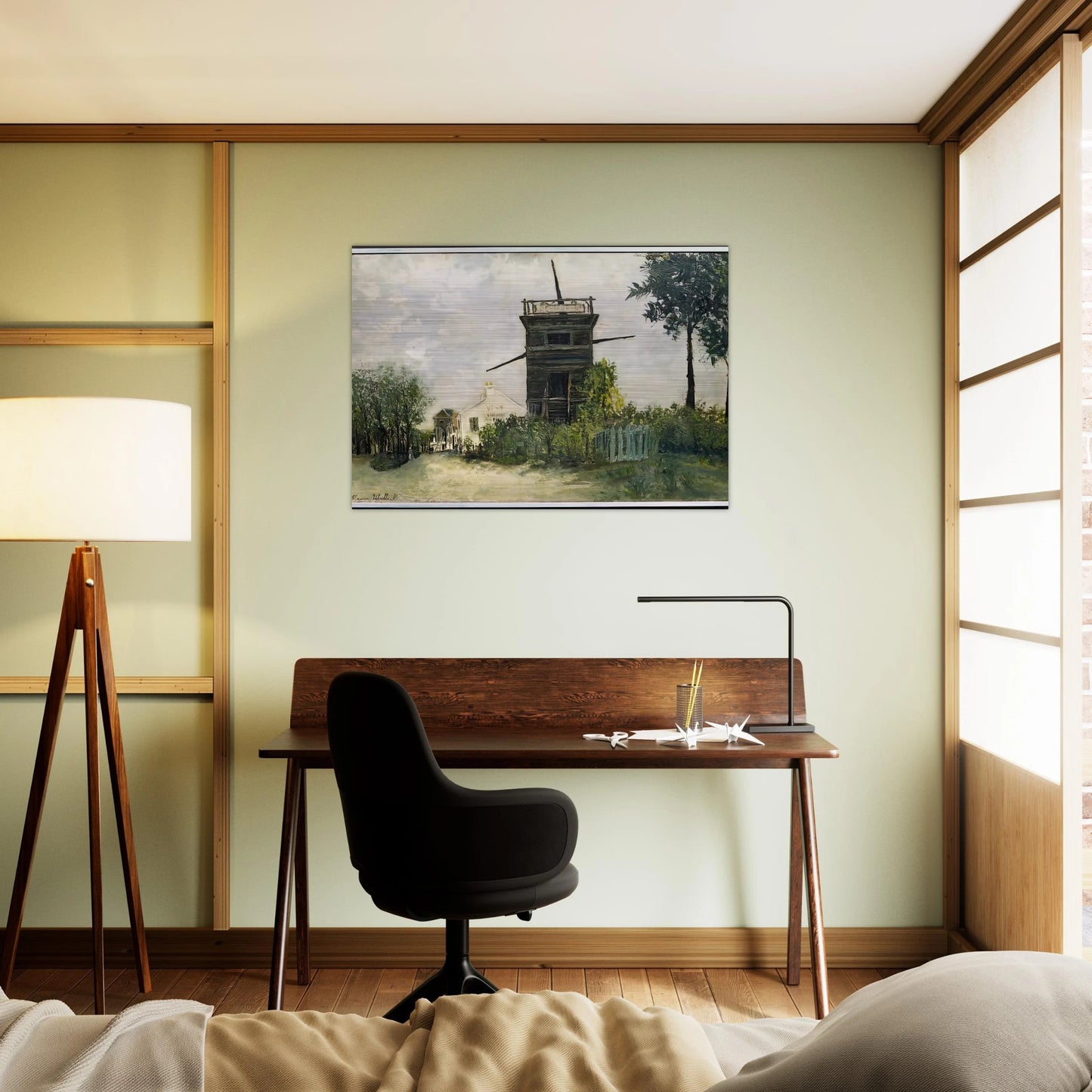 THE WINDMILL AT SANNOIS 1912 - Maurice Utrillo Brushed Aluminum Print - 70x100 cm / 28x40 inches | Maurice Utrillo Aluminum Print | Maurice Utrillo Prints