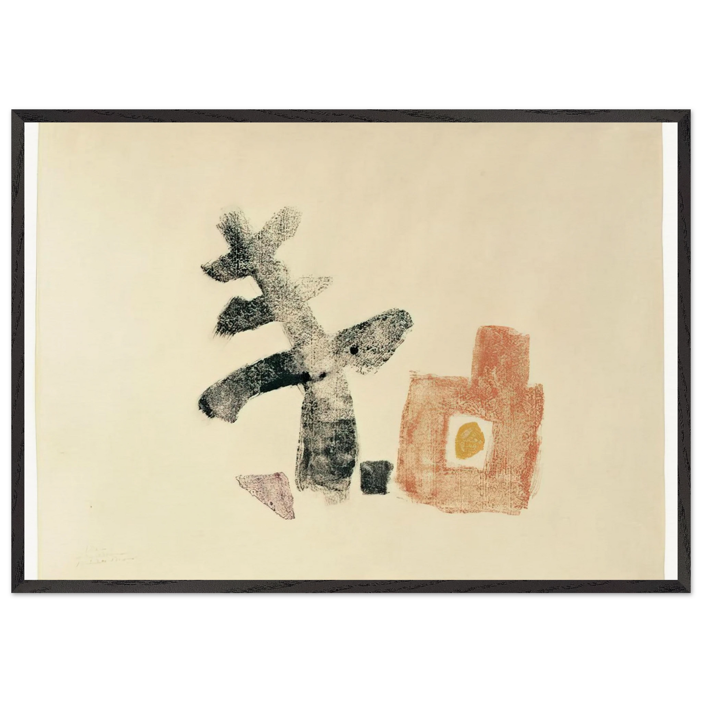 11550 - 1950 - Julius Bissier 70x100 cm / 28x40 inches Framed Art Print – Black Wooden Frame