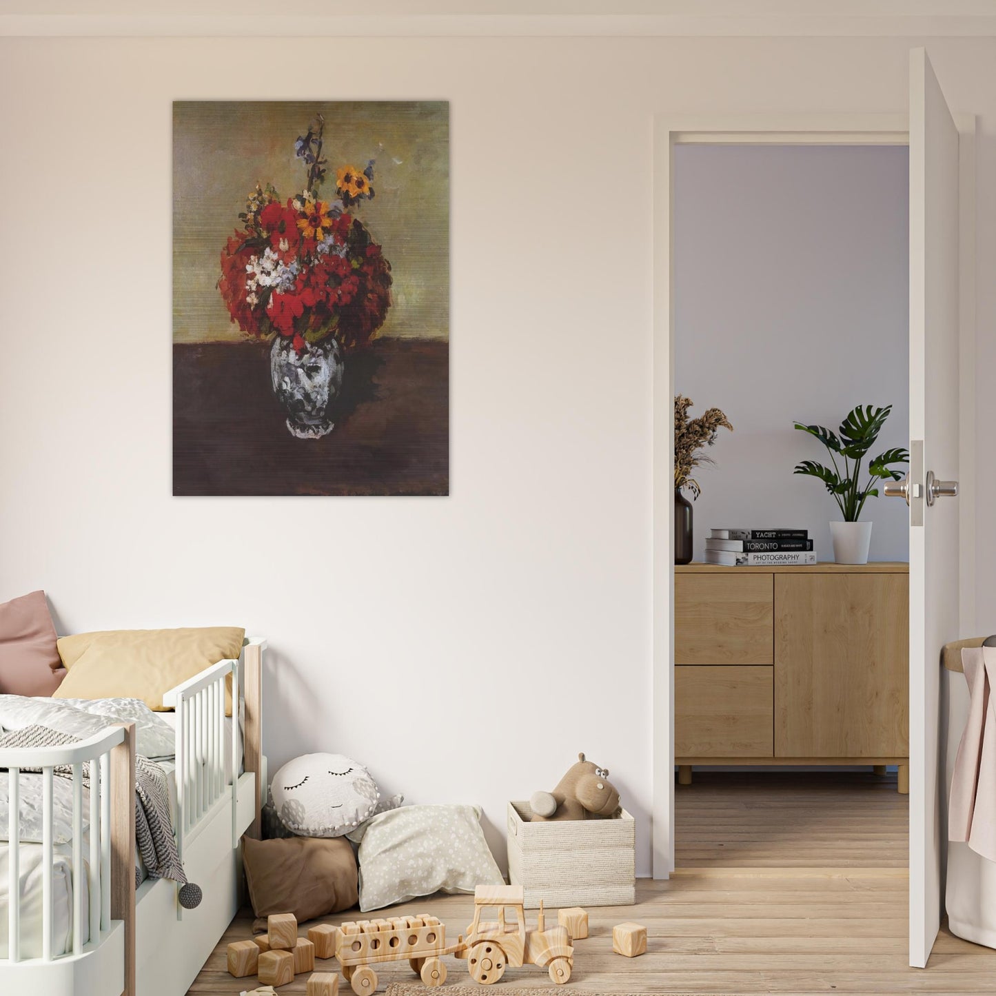 Dahlias In A Delft Vase - Paul Cézanne Brushed Aluminum Print - 70x100 cm / 28x40 inches | Paul Cézanne Aluminum Print | Paul Cézanne Prints