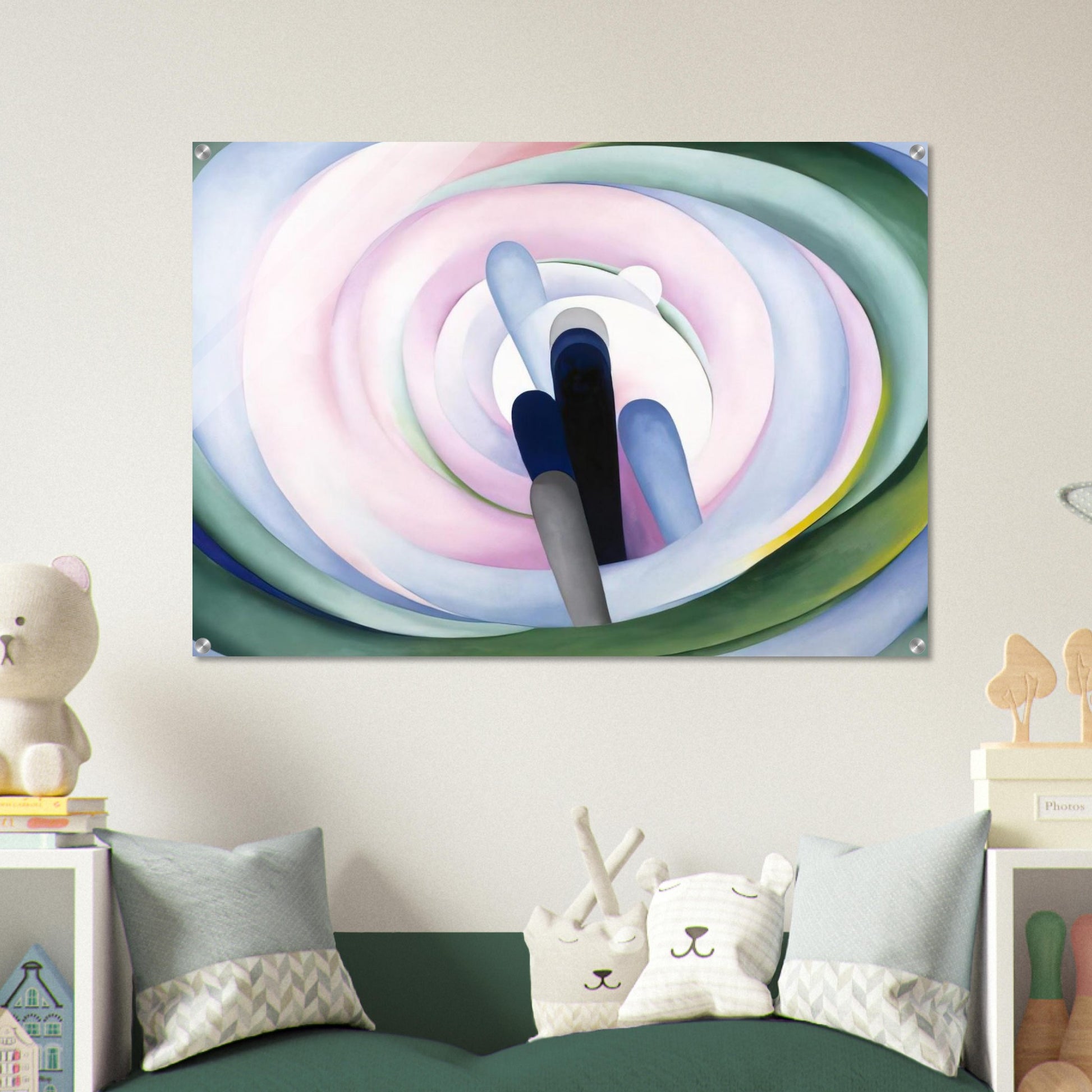 Grey Blue and Black, Pink Circle - Georgia O'Keeffe Acrylic Print - 70x100 cm / 28x40″ inches